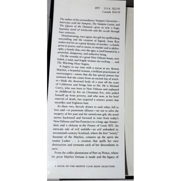 The Witching Hour by Anne Rice First Edition 1990 Hardcover Novel Book 965 Pages - Picture 4 of 7